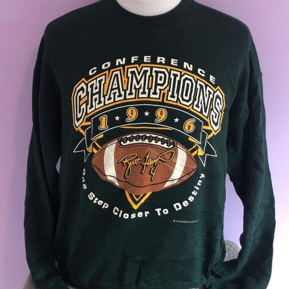 Green Bay Packers Brett Favre 4 Nfl 1996 Conference Champions Sweatshirt - Picture 1 of 4